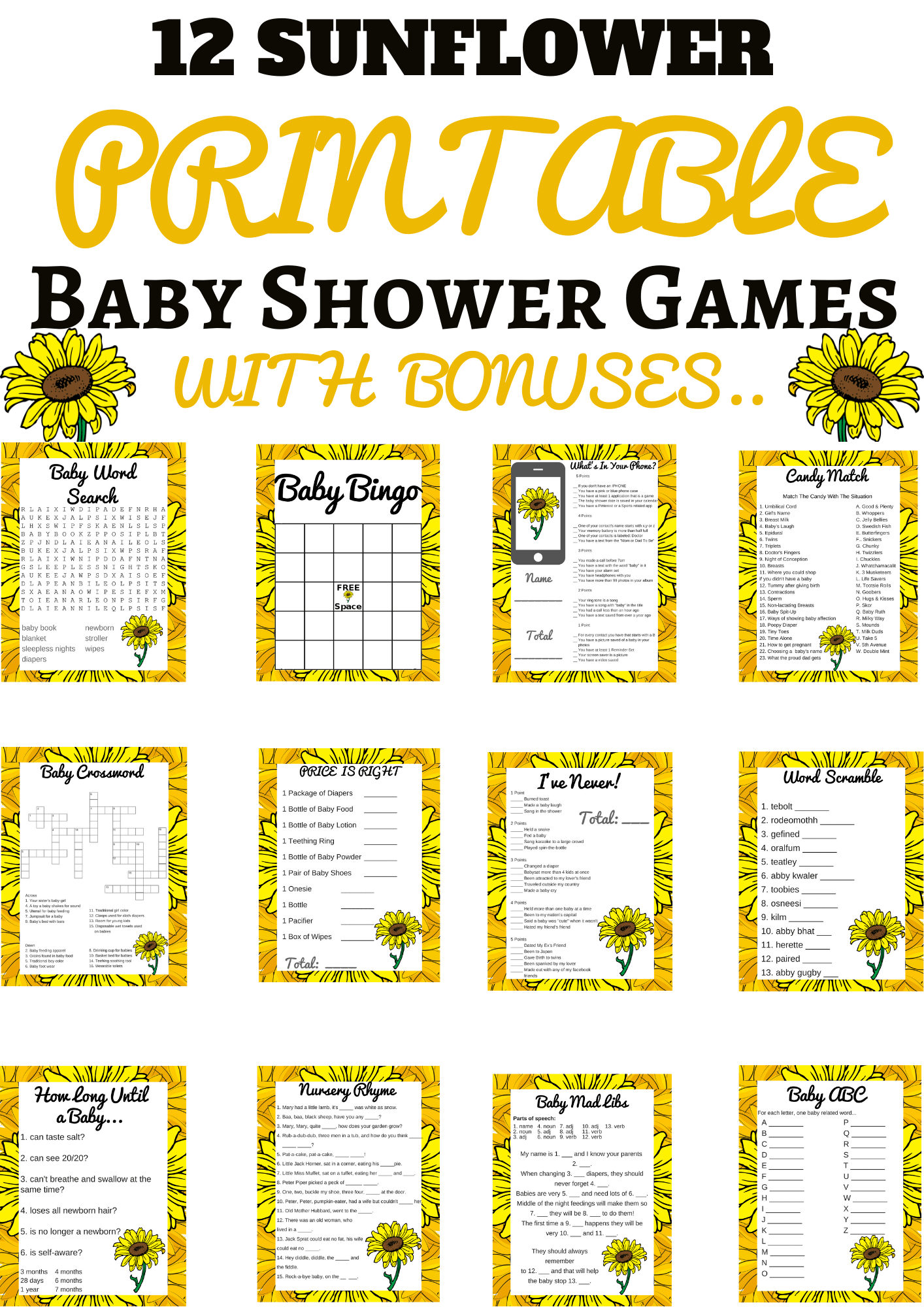 Free Printable What's in your Phone Baby Shower Game  Sprinkle baby  shower, Baby shower fun, Free baby shower games